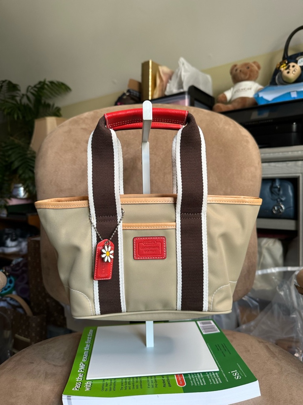 Coach Vintage Mini Hampton HandBag Multicolor Tan #A04K-6260 Very Good Condition